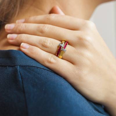 Bague Callidicé 2 Ors 750, Rubis 1,58 ct, Diamants 0,08 ct - Joelli