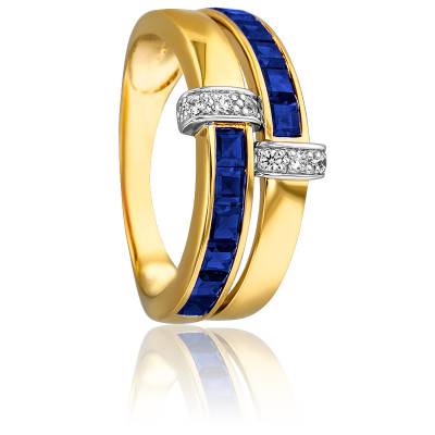 Bague Callidicé en 2 Ors 750 & Diamants 0,08 ct et Saphirs 1,58 ct - Joelli