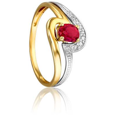 Bague Coronis en 2 Ors 750 & Diamants 0,015 ct et Rubis 0,475 ct - Joelli