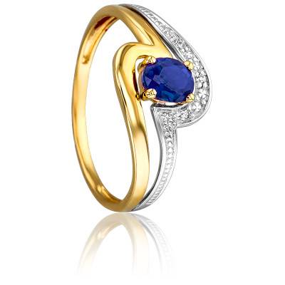 Bague Coronis en 2 Ors 750 & Diamants 0,015 ct et Saphir 0,46 ct - Joelli