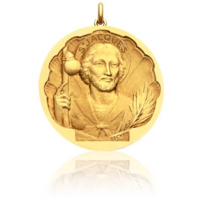 750/1000 Yellow Gold Saint James Medal, Diameter 15 mm to 20 mm - Becker
