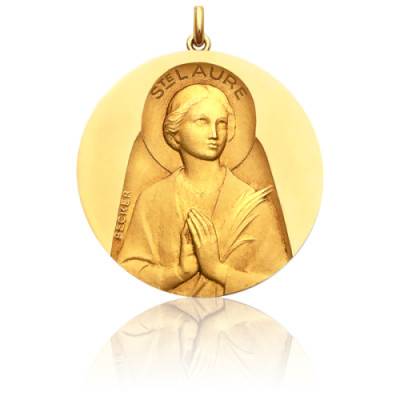 Médaille Sainte Laure Or Jaune 750, Diamètre 15 mm à 20 mm - Becker