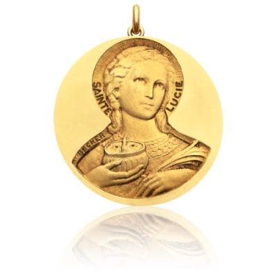Médaille Sainte Lucie Or Jaune 750, Diamètre 15 mm à 20 mm - Becker