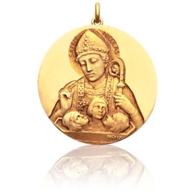 Médaille Saint Nicolas Or Jaune 750, Diamètre 15 mm à 20 mm - Becker