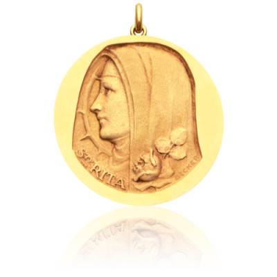 750/1000 Yellow Gold Saint Rita Medal, Diameter 15 mm to 20 mm - Becker
