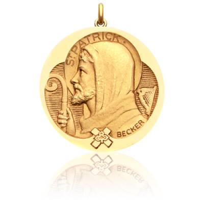 Médaille Saint Patrick Or Jaune 750, Diamètre 15 mm à 20 mm - Becker