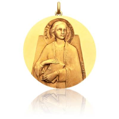 Médaille Sainte Sandrine Or Jaune 750, Diamètre 15 mm à 20 mm - Becker