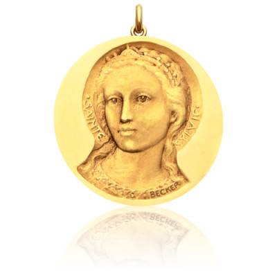 Médaille Sainte Sylvie Or Jaune 750, Diamètre 15 mm à 20 mm - Becker