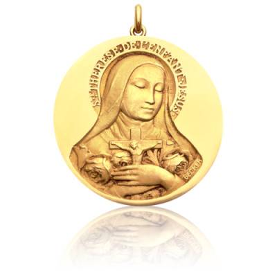 Médaille Sainte Thérèse en Or Jaune 750, Diamètre 15 mm à 20 mm - Becker