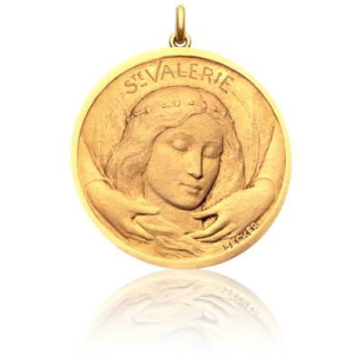 Médaille Sainte Valérie Or Jaune 750, Diamètre 15 mm ou 18 mm - Becker