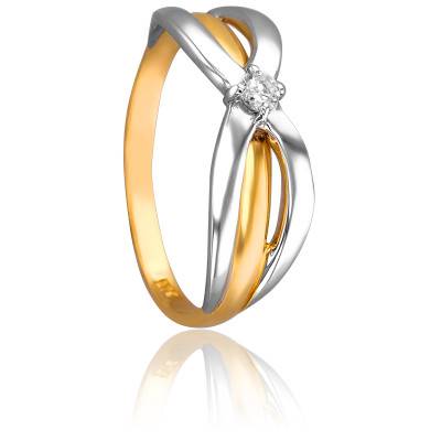 Bague Lis en 2 Ors Blanc et Jaune 750 & Diamants - Ancelys