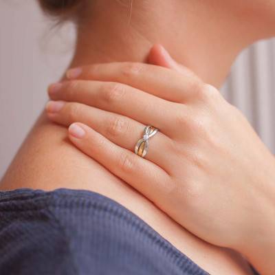 Bague Lis 2 Ors Blanc et Jaune 750 & Diamants - Ancelys