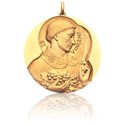 750/1000 Yellow Gold Saint Vincent Medal, Diameter 15 mm to 20 mm - Becker