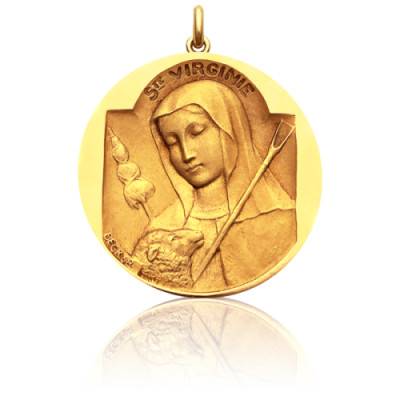 Médaille Sainte Virginie Or Jaune 750, Diamètre 15 mm à 20 mm - Becker