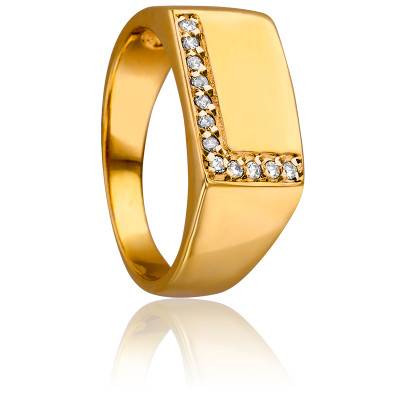 Bague Theta en Or Jaune 750 & Diamants 0,12 ct - Ancelys