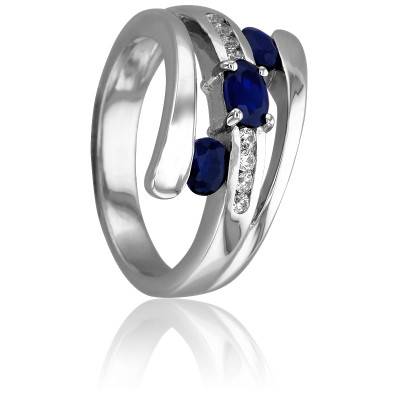 Bague Eléa en Or Blanc 750 & Diamants 0,12 ct et Saphir 0,76 ct - Ancelys