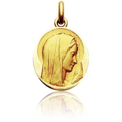 Médaille Vierge Virgo Dulcis Ovale Or Jaune 750, Diamètre 18 mm à 22 mm - Becker