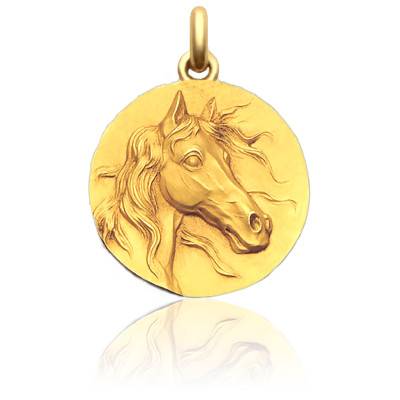 Médaille Le Cheval Or Jaune 750, Diamètre 16 mm à 28 mm - Becker