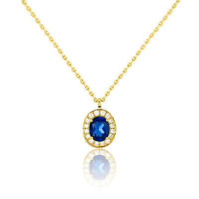 Collier Divina en Or Jaune & Saphir, Longueur de 40 cm à 42 cm - Diamond Lady
