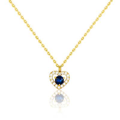Collier Mérode en Or Jaune & Saphir, Longueur de 40 cm à 42 cm - Diamond Lady
