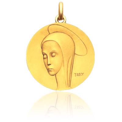 18K Yellow Gold Virgin Mary Domina Medal, Diameter 17 mm to 23 mm - Becker