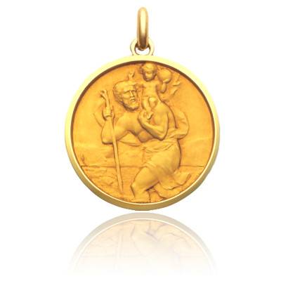Saint Christopher De Roisne 750/1000 Yellow Gold Medal, Diameter 16 mm to 22 mm - Becker