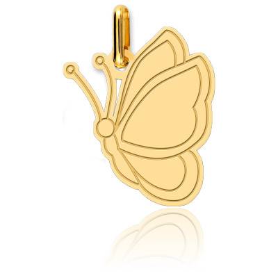 750/1000 Yellow Gold Butterfly Profile Pendant - Lucas Lucor