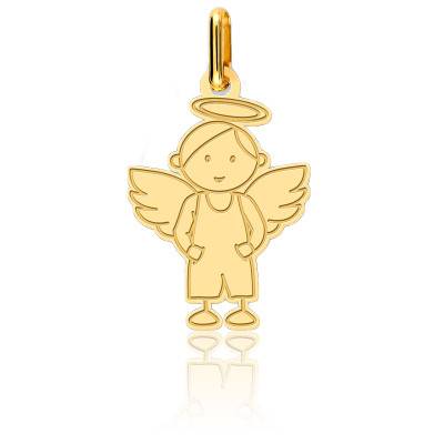 750/1000 Yellow Gold Angel Boy Pendant - Lucas Lucor