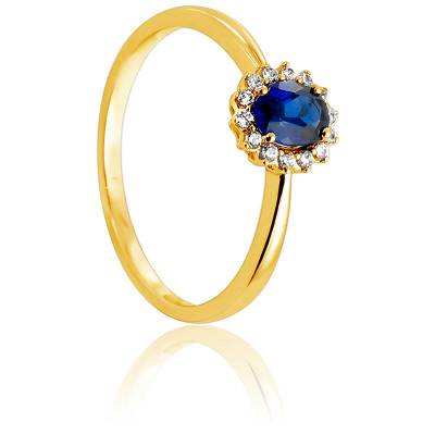 Bague Artik en Or Jaune 750 & Diamants 0,08 ct et Saphir 0,45 ct - Diamond Lady