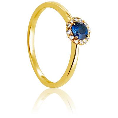 Bague Azuri en Or Jaune 750 & Diamants 0,10 ct et Saphir 0,33 ct - Diamond Lady
