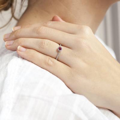 Bague Talidiam Or Blanc 750, Rubis 0,20 ct, Diamants 0,17 ct - Diamond Lady
