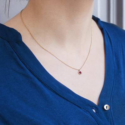 Collier Or Jaune 750, rubis et diamants, Longueur 40 à 42 cm - Diamond Lady