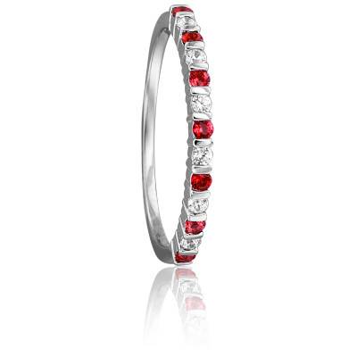 Alliance Selonnet en Or Blanc 750 & Diamants et Rubis - Juweel