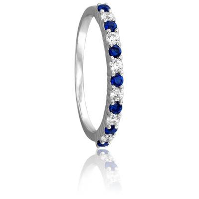 Alliance Selonnet en Or Blanc 750 & Diamants et Saphirs - Juweel