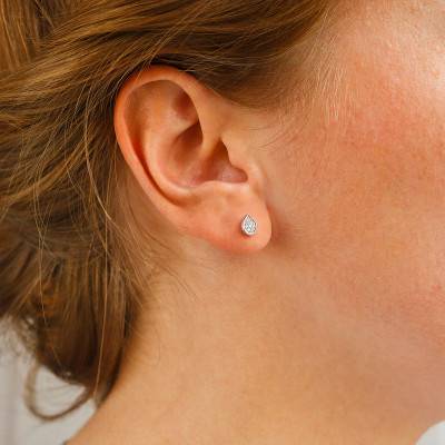 Puces d'Oreilles Gouttes Diamantées & Or Blanc 750 - Juweel