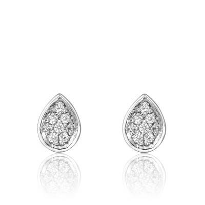Puces d'Oreilles Gouttes Diamantées & Or Blanc 750 - Juweel