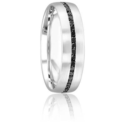 Alliance Arly en Or Blanc 750 & Diamants Noirs, Largeur 6 mm - Gaïa