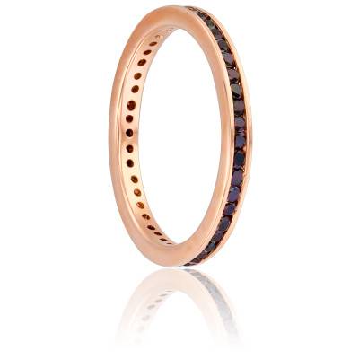 Alliance Ruban Standard Mayenne en Or Rose 750 & Diamants Noirs, Largeur 2,30 mm - Gaïa