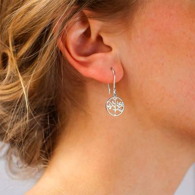Boucles d'oreilles Arbre de vie argent massif - Naïades