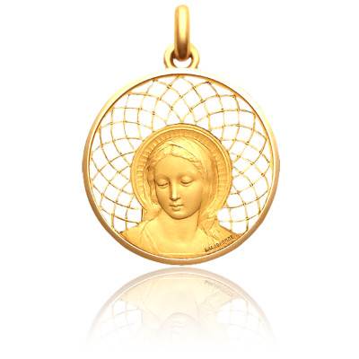 Médaille Vierge Amabilis Ajourée Or Jaune 750, Diamètre 27 mm - Becker
