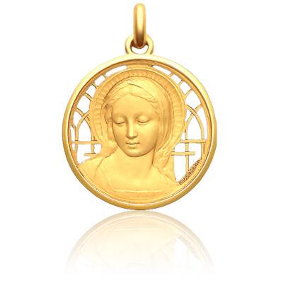 Médaille Vierge Amabilis Ajourée Or Jaune 750, Diamètre 30 mm - Becker