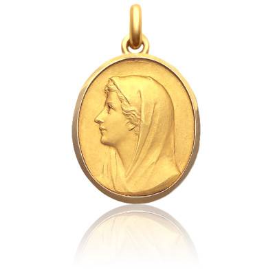 Médaille Vierge Au Voile Or Jaune 750, Diamètre 27 mm - Becker
