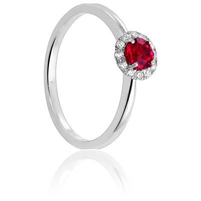 Bague Azuri en Or Blanc 750 & Diamants 0,10 ct et Rubis 0,36 ct - Diamond Lady