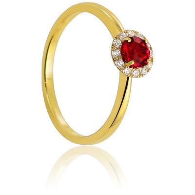 Bague Azuri en Or Jaune 750 & Diamants 0,10 ct et Rubis 0,36 ct - Diamond Lady