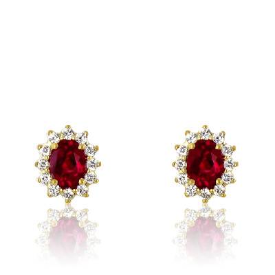Puces d'oreilles Or Jaune & Rubis, Artik - Diamond Lady