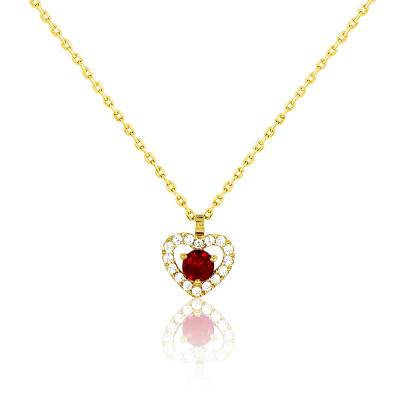 Collier Mérode en Or Jaune & Rubis, Longueur de 40 cm à 42 cm - Diamond Lady