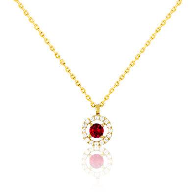 Collier en Or Jaune 750 & Diamants et Rubis, Longueur de 40 cm à 42 cm - Diamond Lady