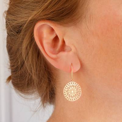 Boucles d'Oreilles Soleil Plaqué Or Rose - Naïades