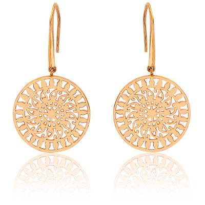 Boucles d'Oreilles Soleil en Plaqué Or Rose - Naïades