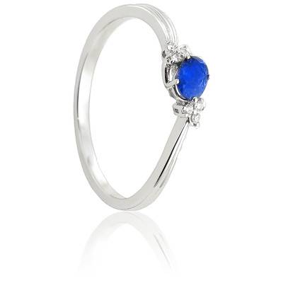 Bague Azada en Or Blanc 750 & Diamants 0,03 ct et Saphir 0,25 ct - Diamond Lady